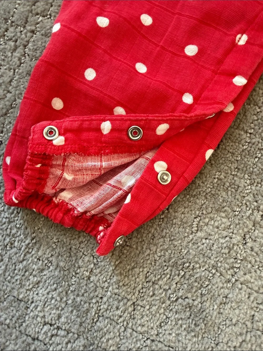 Angel Dear Red and White Polka Dot Long-Sleeve Baby One-Piece